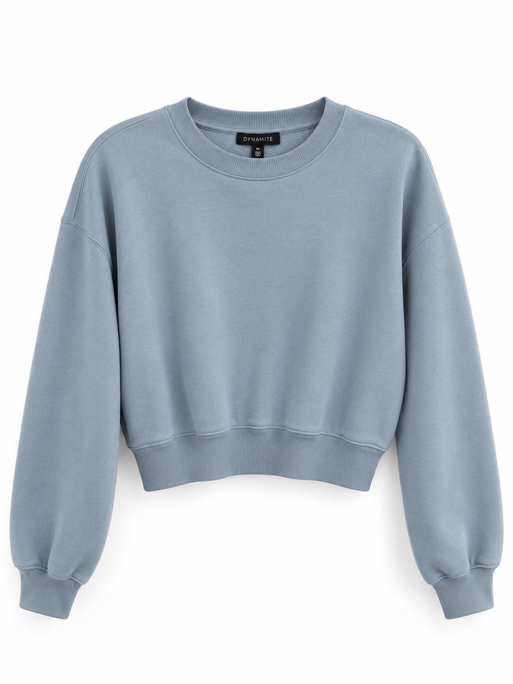 Dynamite Washed Blue Cropped Crewneck Sweatshirt Size M